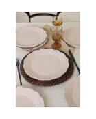 6 Assiettes plates crème -  D.28cm