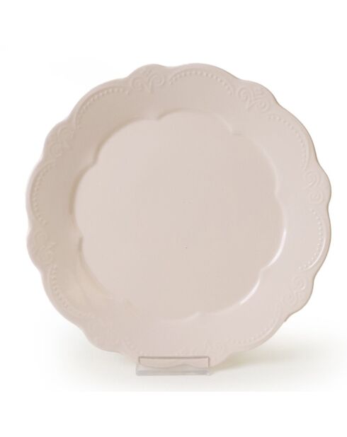 6 Assiettes plates crème -  D.28cm