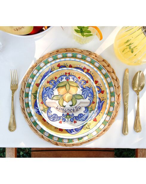 6 platos llanos de cerámica multicolor - 19 cm de diámetro