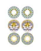 6 Assiettes plates en Céramique multicolores -  D.19cm