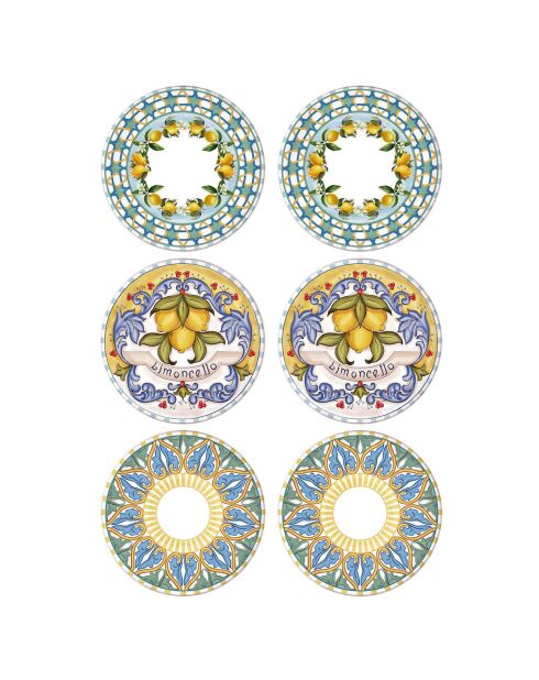 6 Assiettes plates en Céramique multicolores -  D.19cm