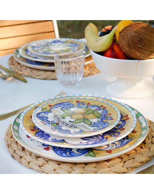 6 Assiettes plates en Céramique multicolores -  D.19cm