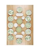 Service de petit déjeuner en Porcelaine vert/blanc - 22 pièces