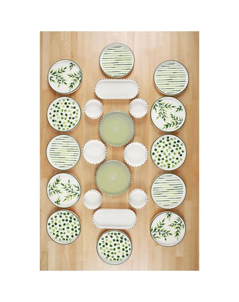 Service de petit déjeuner en Porcelaine vert/blanc - 22 pièces