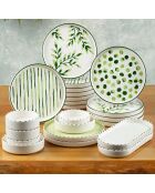 Service de petit déjeuner en Porcelaine vert/blanc - 22 pièces