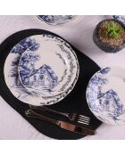 7 Assiettes plates en Porcelaine multicolores