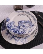7 Assiettes plates en Porcelaine multicolores