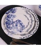 7 Assiettes plates en Porcelaine multicolores