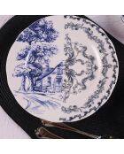 7 Assiettes plates en Porcelaine multicolores