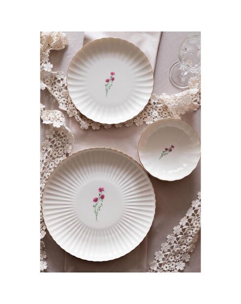 6 Assiettes plates en Porcelaine multicolore -  D.20cm