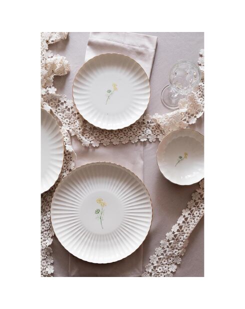 6 Assiettes plates en Porcelaine multicolore -  D.20cm