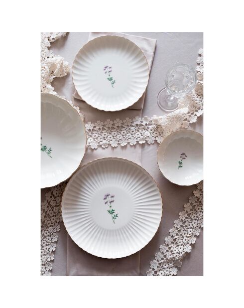 6 Assiettes plates en Porcelaine multicolore -  D.20cm