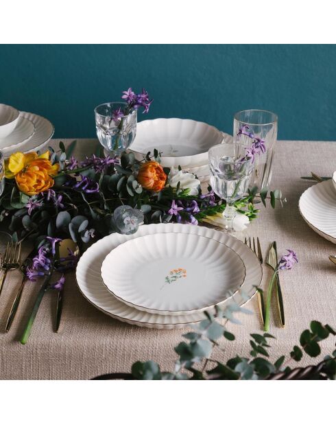 6 Assiettes à dessert en Porcelaine multicolores -  D.21 cm