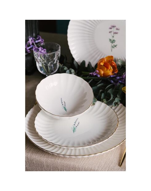 6 Assiettes à dessert en Porcelaine multicolores -  D.21 cm