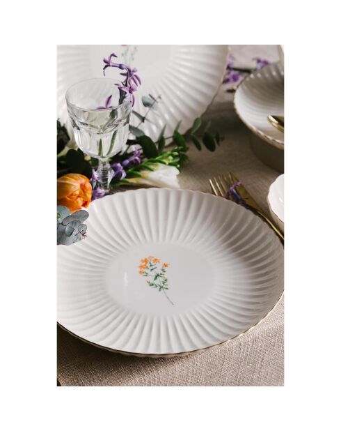 6 Assiettes à dessert en Porcelaine multicolores -  D.21 cm
