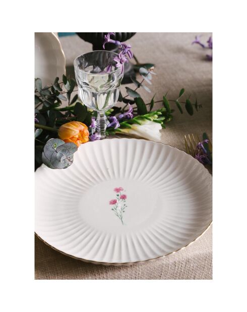 6 Assiettes à dessert en Porcelaine multicolores -  D.21 cm