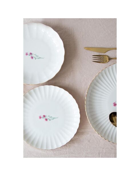 6 Assiettes à dessert en Porcelaine multicolores -  D.21 cm
