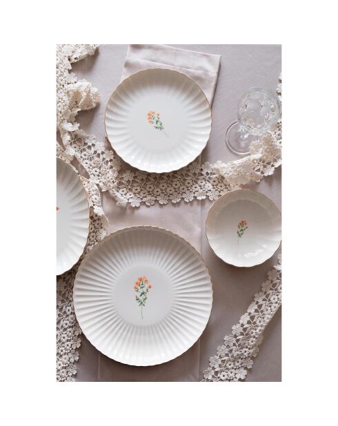 6 platos llanos de porcelana multicolor - D.27cm