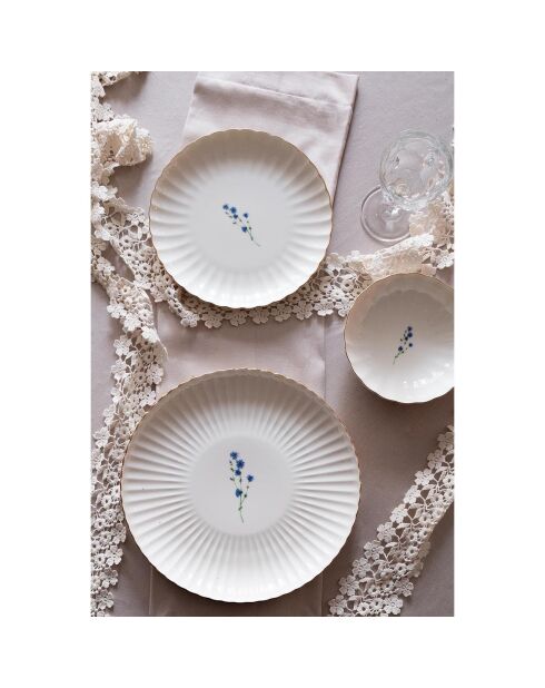 6 Assiettes plates en Porcelaine multicolores -  D.27cm