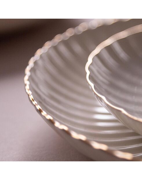 6 platos llanos de porcelana multicolor - D.27cm