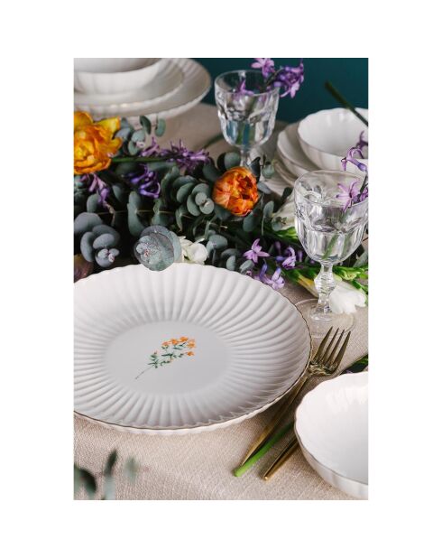 6 Assiettes plates en Porcelaine multicolores -  D.27cm