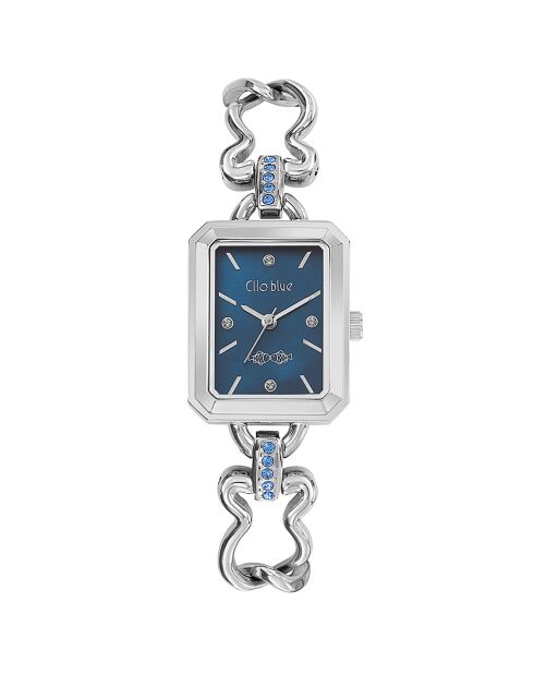 Montre Femme en Acier & Strass argenté/bleu