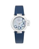 Montre Femme en Cuir & Acier bleue