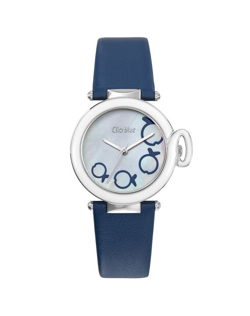 Montre Femme en Cuir & Acier bleue