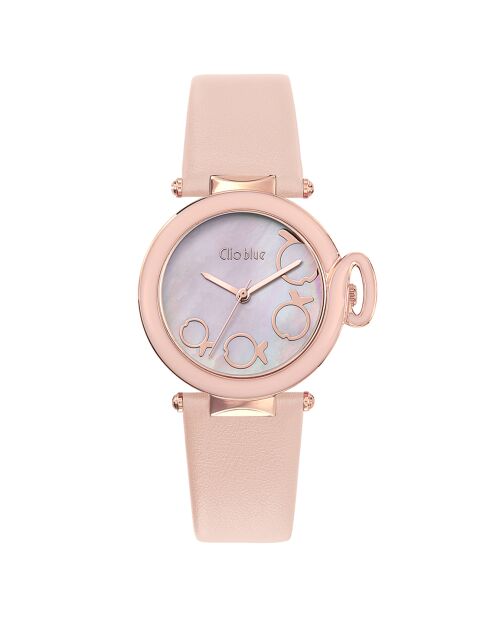 Montre Femme en Cuir & Acier rose