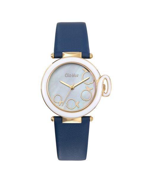 Montre Femme en Cuir & Acier bleue