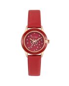 Montre Femme en Cuir & Strass rouge