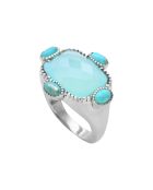 Bague en Acier & Calcédoine bleue