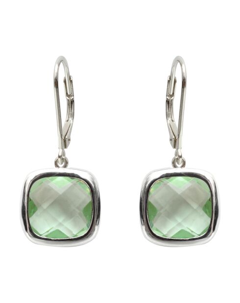 Boucles d'oreilles en Argent & Quartz synthétique vertes