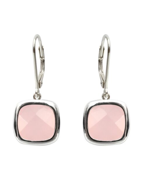 Boucles d'oreilles en Argent & Quartz synthétique roses