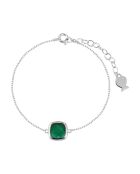 Bracelet en Argent & Quartz synthétique vert/argenté
