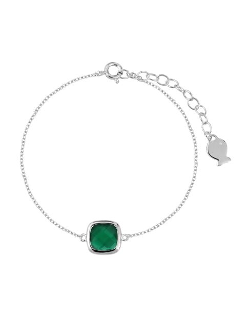 Bracelet en Argent & Quartz synthétique vert/argenté