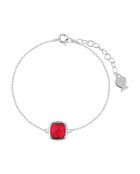 Bracelet en Argent & Quartz synthétique rouge/argenté