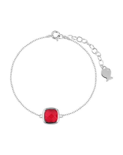 Bracelet en Argent & Quartz synthétique rouge/argenté