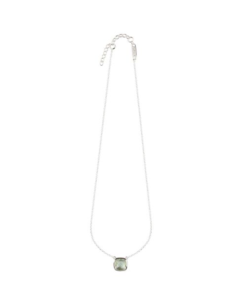 Collier en Argent & Quartz synthétique vert/argenté