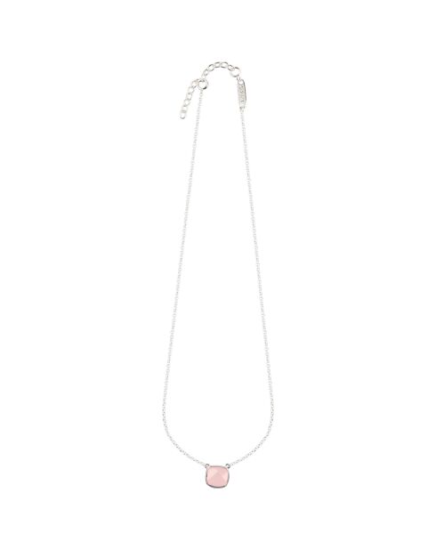 Collier en Argent & Quartz synthétique rose/argenté