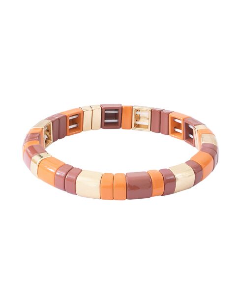 Bracelet en Laiton doré & Laque orange