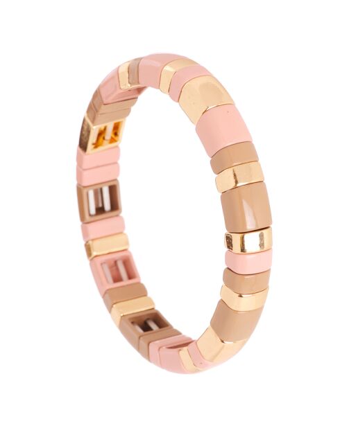 Bracelet en Laiton doré & Laque rose