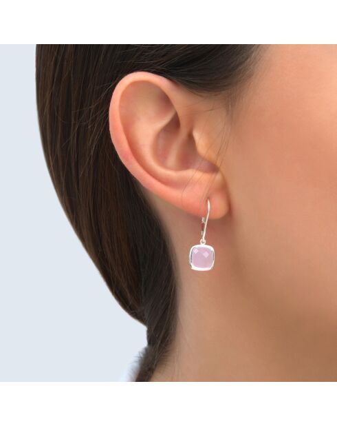 Boucles d'oreilles en Argent & Quartz synthétique roses