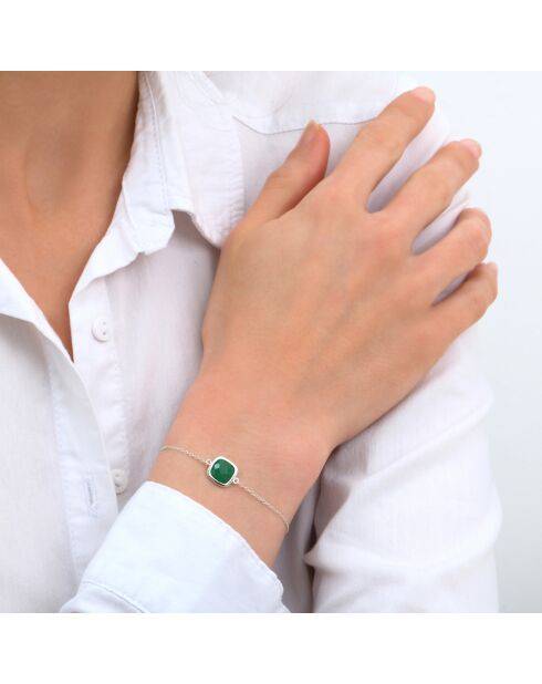 Bracelet en Argent & Quartz synthétique vert/argenté