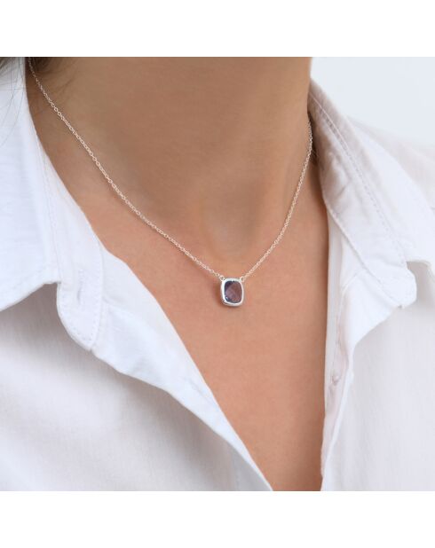 Collier en Argent & Quartz synthétique violet/argenté