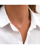 Collier en Argent & Quartz synthétique vert/argenté