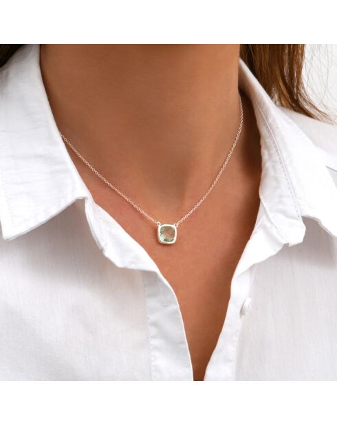Collier en Argent & Quartz synthétique vert/argenté