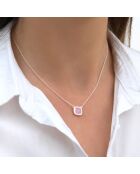 Collier en Argent & Quartz synthétique rose/argenté
