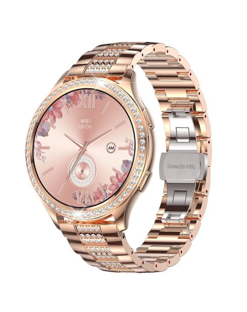 Montre connectée -edition Vogue 2024 IP67 avec bracelet en acier inoxydable dorée