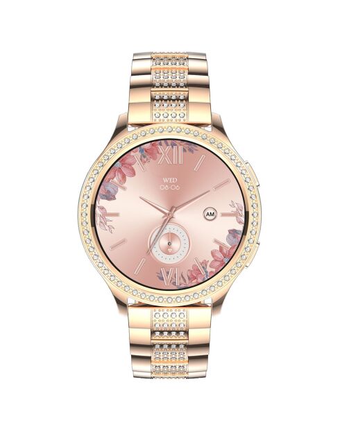 Montre connectée -edition Vogue 2024 IP67 avec bracelet en acier inoxydable dorée